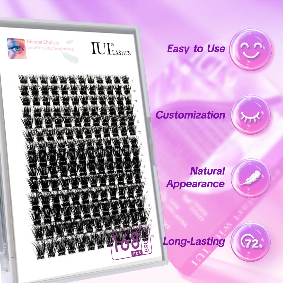 IUI® DIY Lash Extension Kit, Voluminous 3D Effect, Skin-Friendly Materials, Durable Beauty